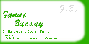 fanni bucsay business card